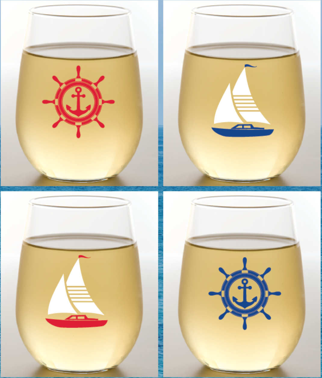 Wine-Oh Glasses ~ Sailboats